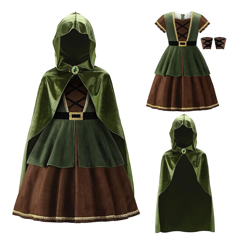 Kids Medieval Hood Cloak Dress - Halloween Costume Kids 评论和价格
