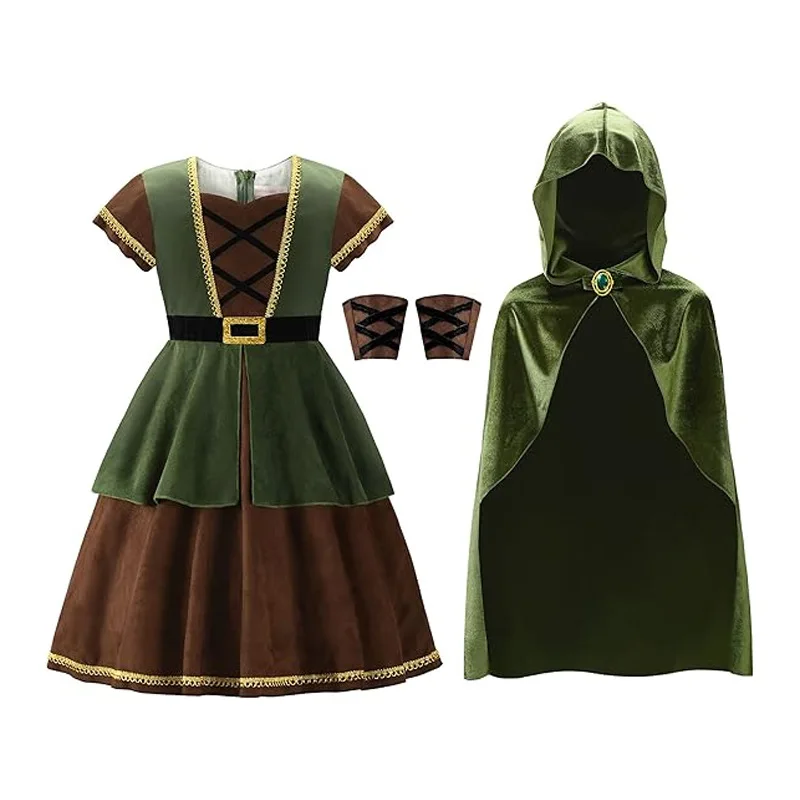 Kids Medieval Hood Cloak Dress - Halloween Costume Kids 评论和价格