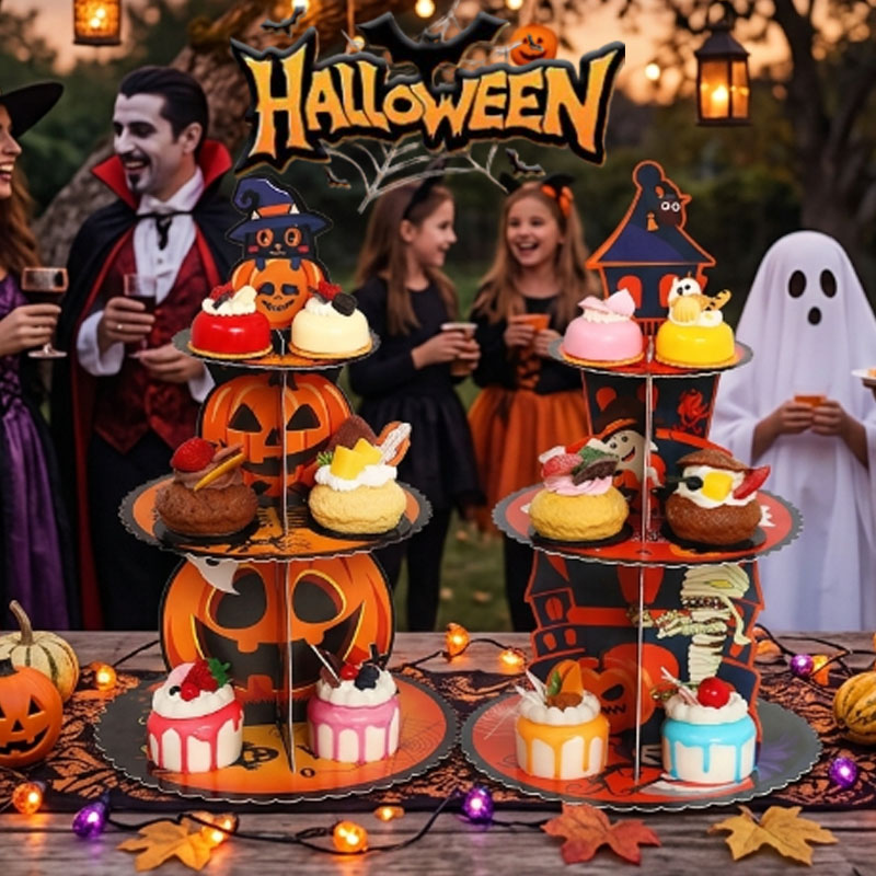 1-4PCS 3 Tier Spiderweb Desser - Spider Web Halloween Decoration 评论和价格