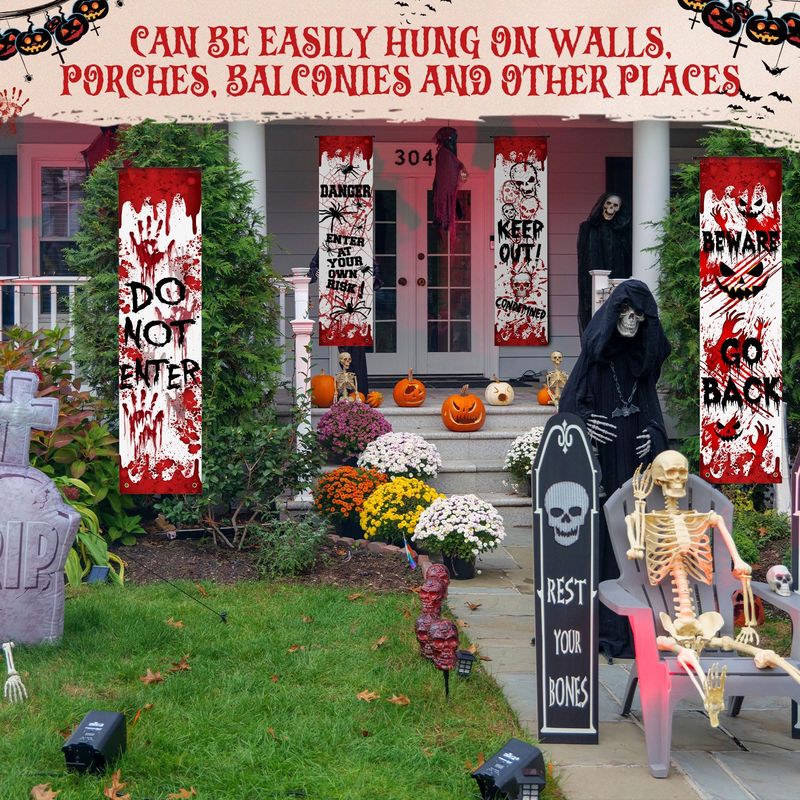 VIKAMA Halloween Porch Door Co - Halloween Skeleton Decoration 评论和价格