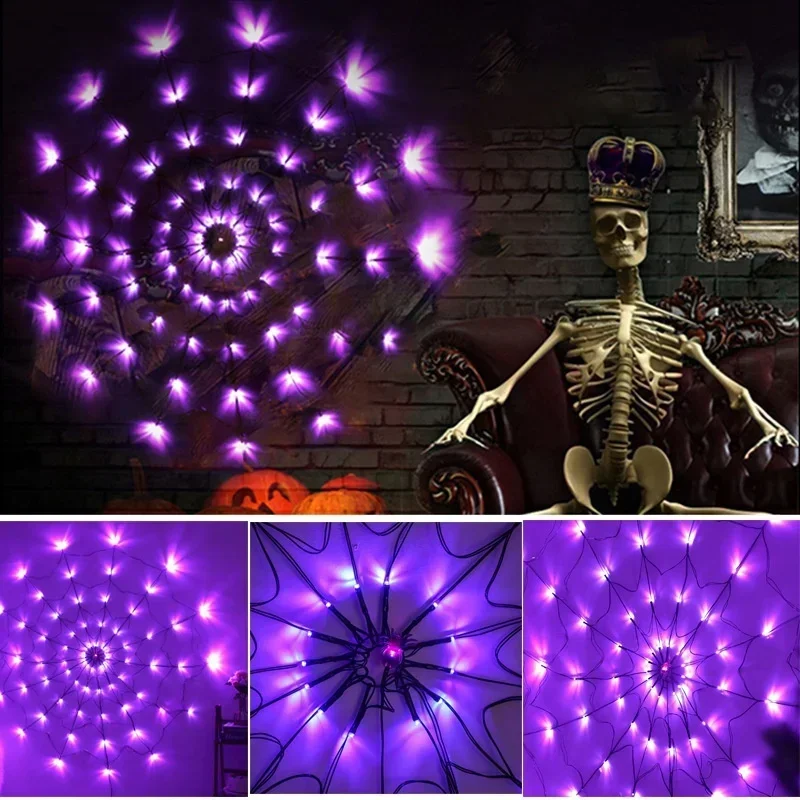 1-4PCS Halloween Spider Web LE - Halloween Led String Lights Orange 评论和价格