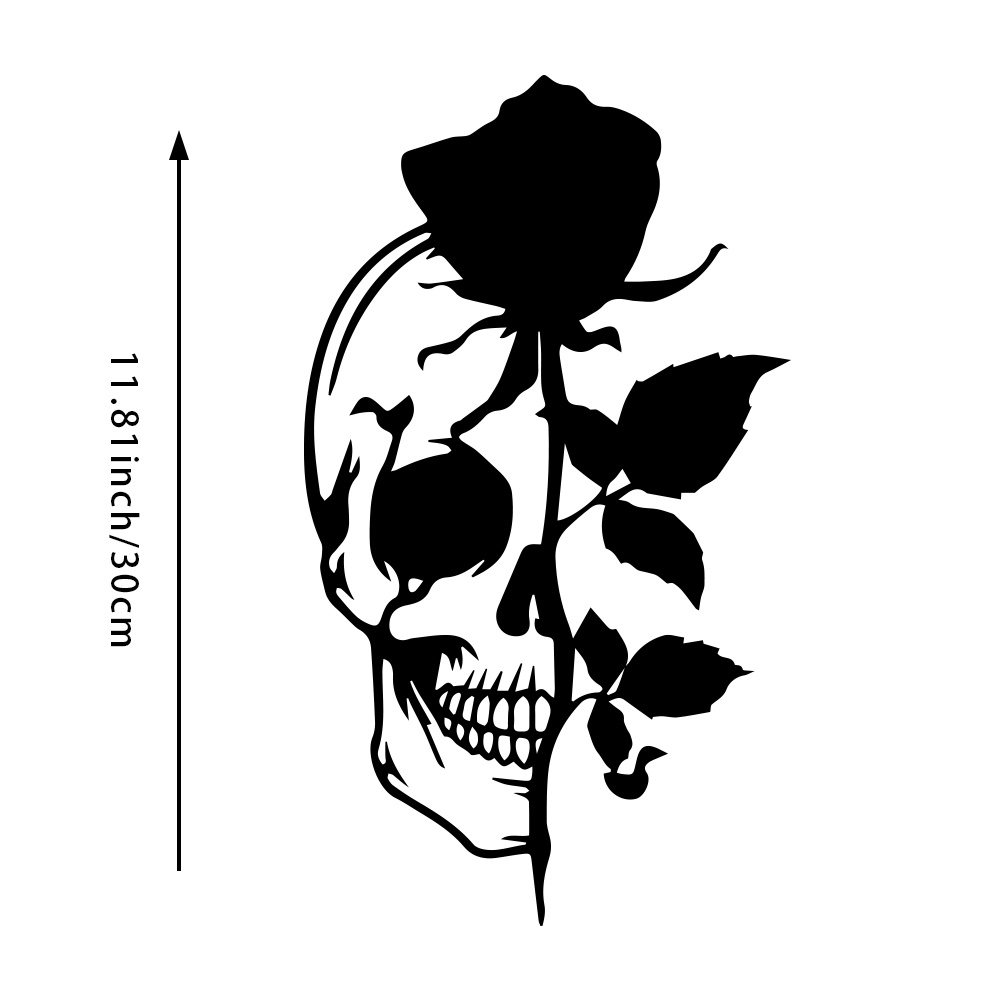 Skull with Rose Metal Wall Art - Halloween Skeleton Decoration 评论和价格