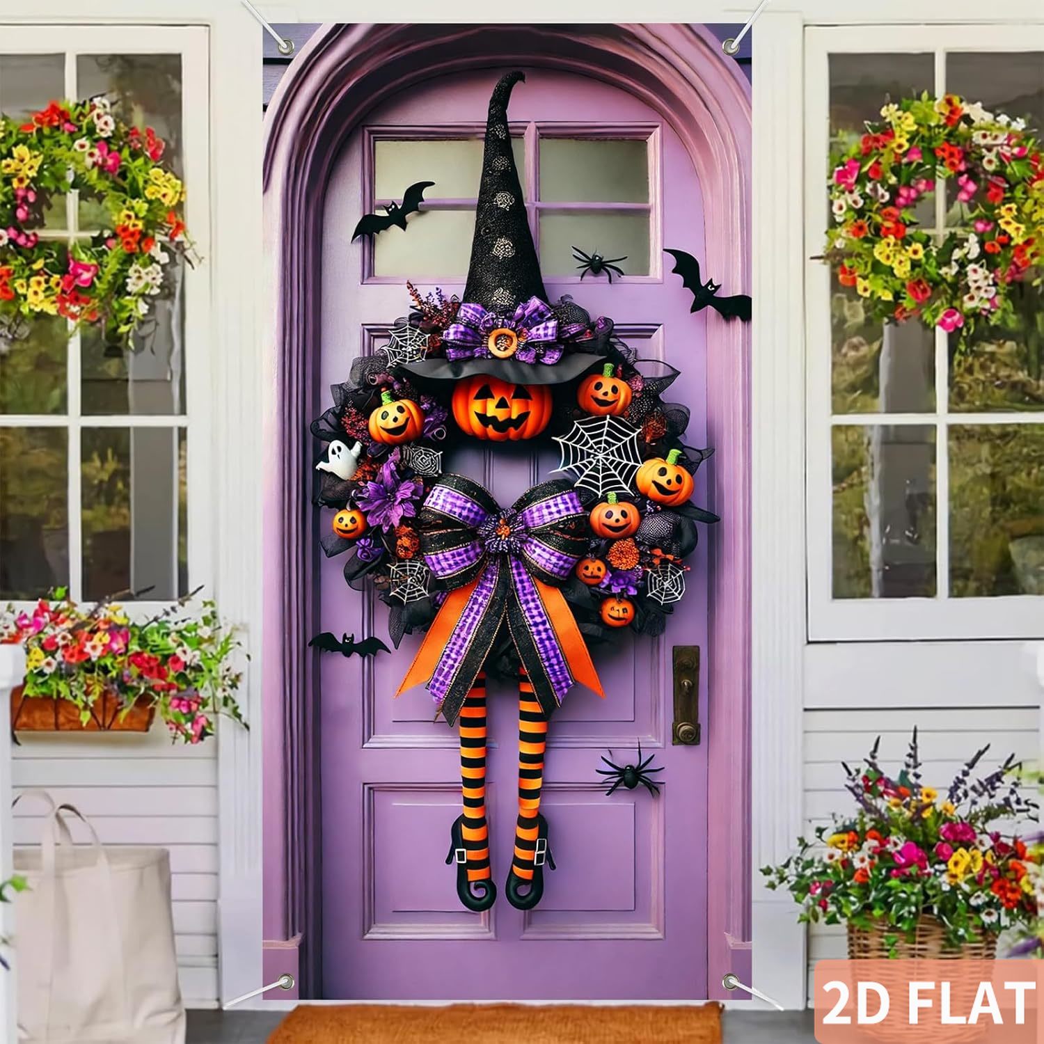 Halloween Witch Wreath Door Co - Spider Web Halloween Decoration 评论和价格
