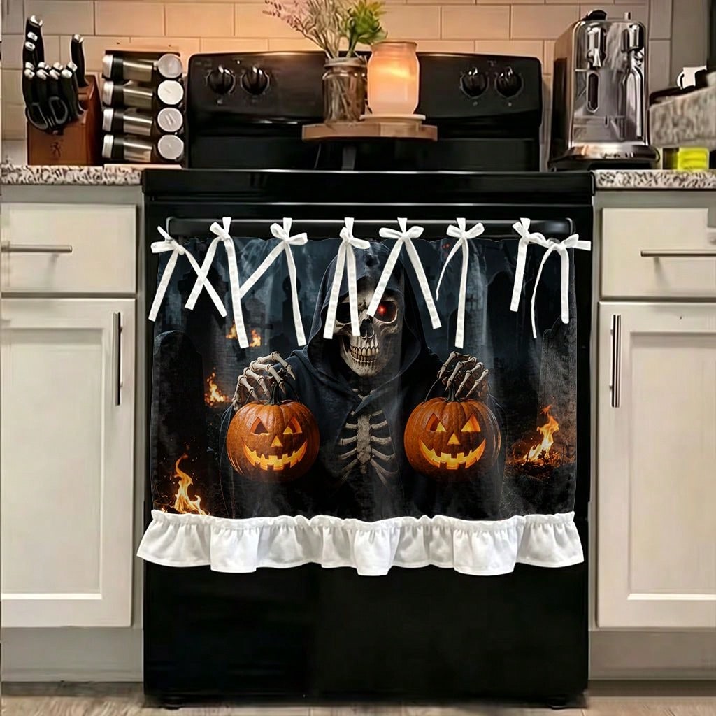 1 Piece Kitchen Stove Curtain  - Pumpkin Lantern Halloween 评论和价格