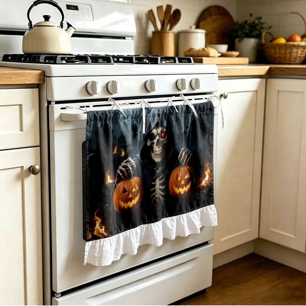1 Piece Kitchen Stove Curtain  - Pumpkin Lantern Halloween 评论和价格