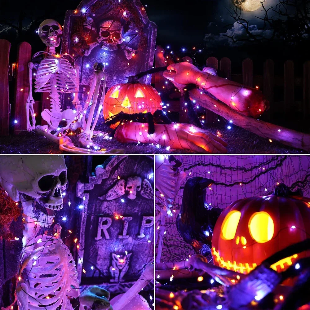 10-120M Copper Wire String Lig - Halloween Led String Lights Orange 评论和价格