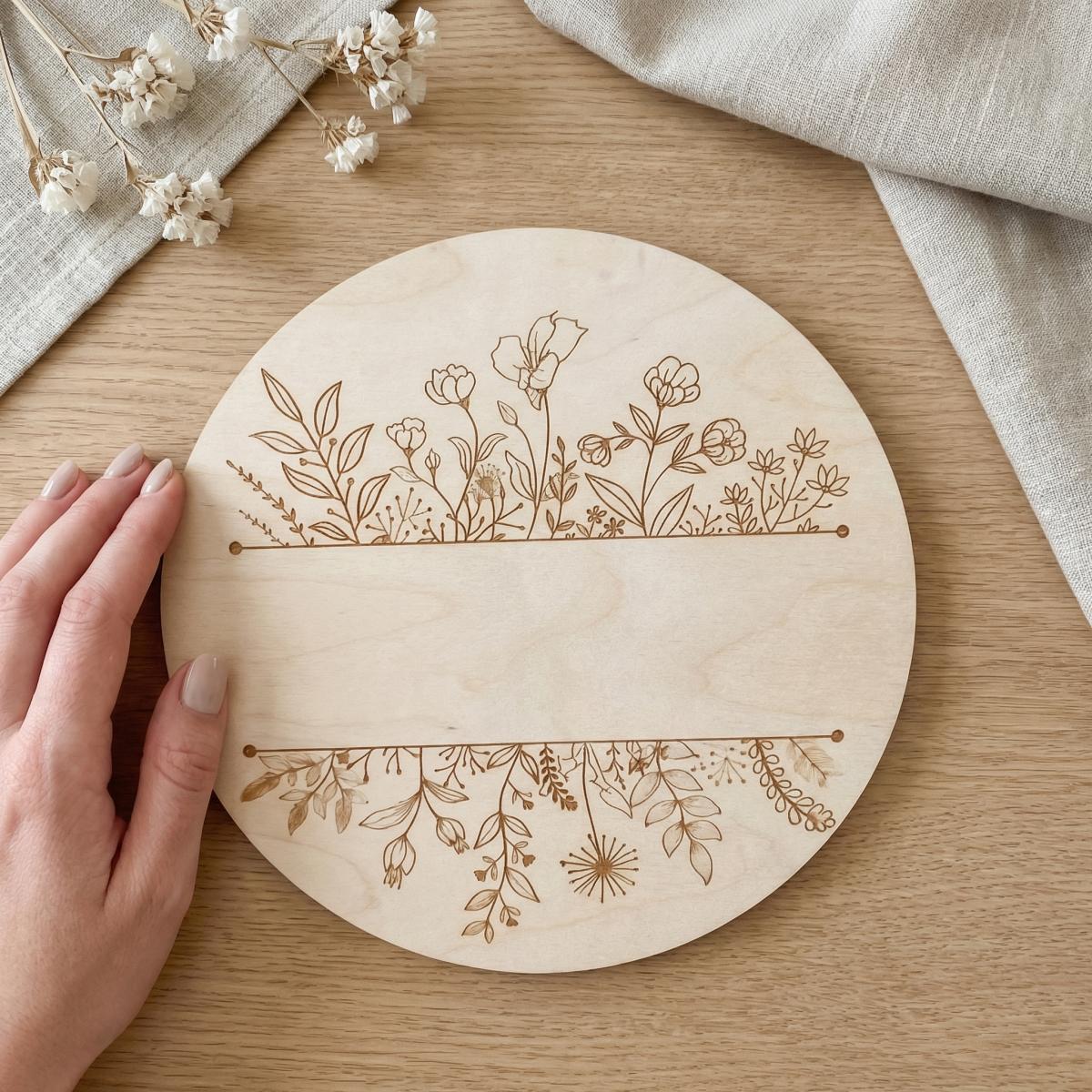 Personalized Floral Round Wood - Halloween Party Supplies 评论和价格