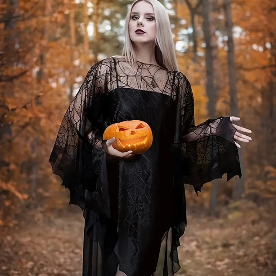 Halloween Spider Web Bat Cloak - Spider Web Halloween Decoration 评论和价格