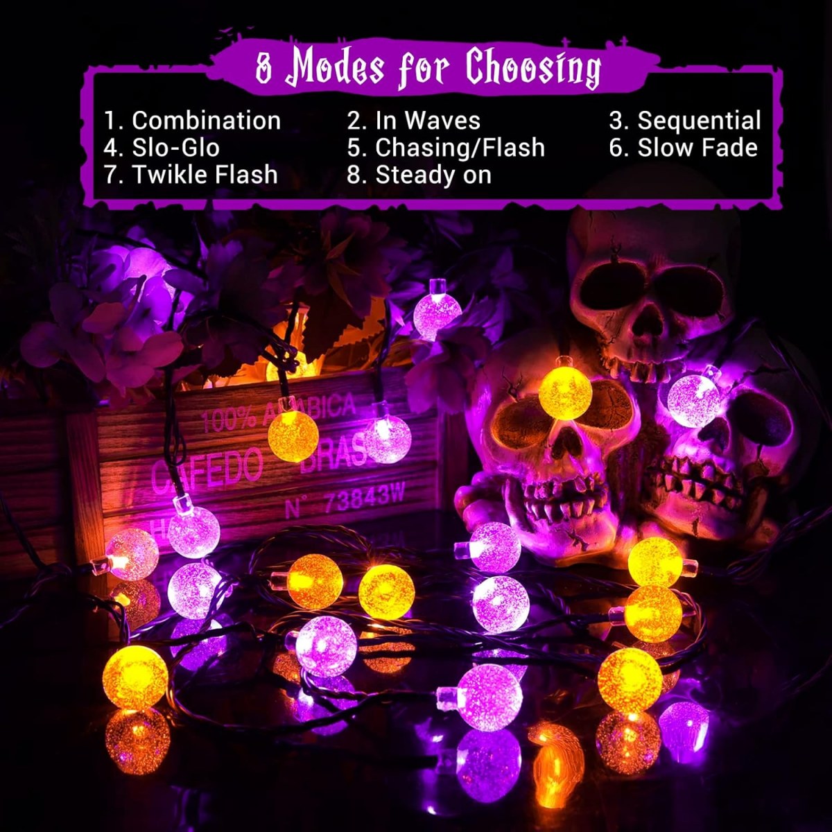1pc 12m 100 LED Halloween Purp - Halloween Led String Lights Orange 评论和价格