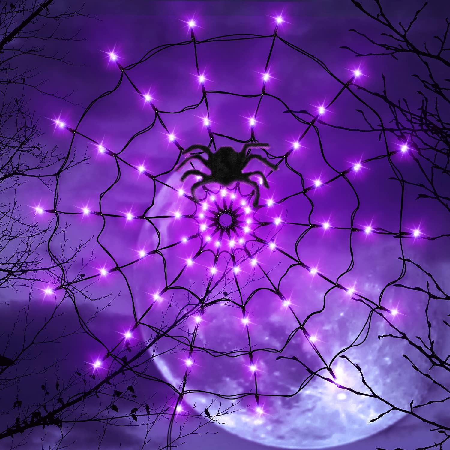 Halloween LED Light String Gho - Spider Web Halloween Decoration 评论和价格