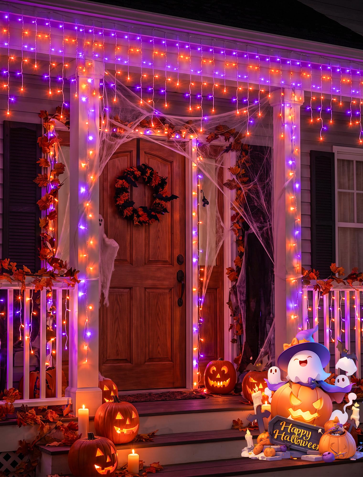 Halloween Icicle Lights Outdoo - Halloween Led String Lights Orange 评论和价格