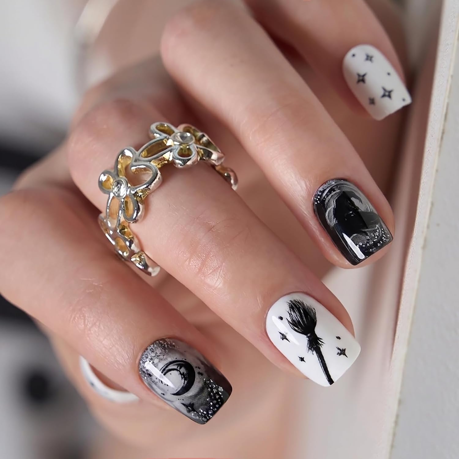 Halloween Press on Nails Hallo - Spider Web Halloween Decoration 评论和价格