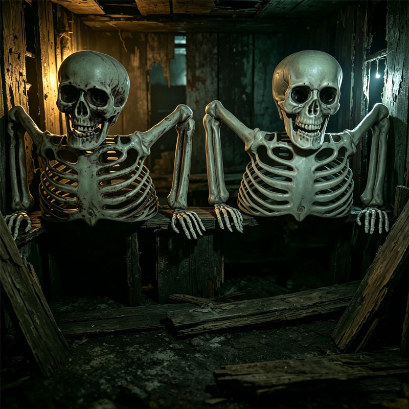 Horror Half Skeleton Skull Orn - Halloween Skeleton Decoration 评论和价格