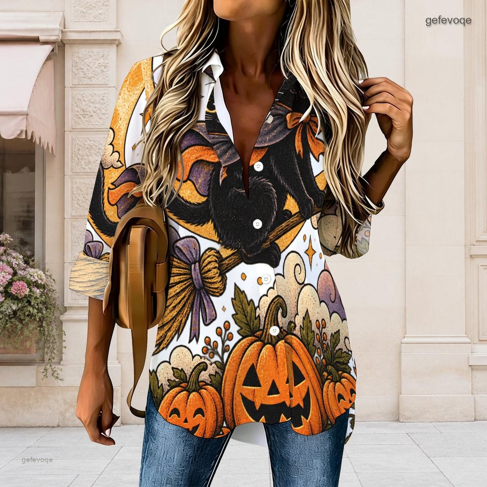 Women Halloween Printed Collar - Pumpkin Lantern Halloween 评论和价格