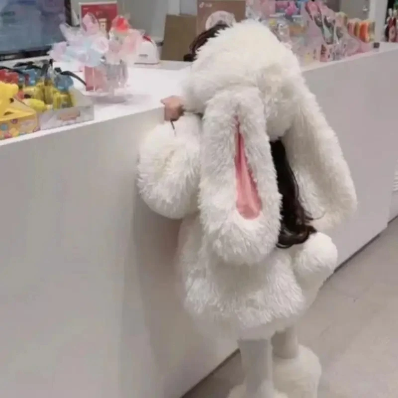 Girls Lovely Cartoon Plush Rab - Halloween Costume Kids 评论和价格
