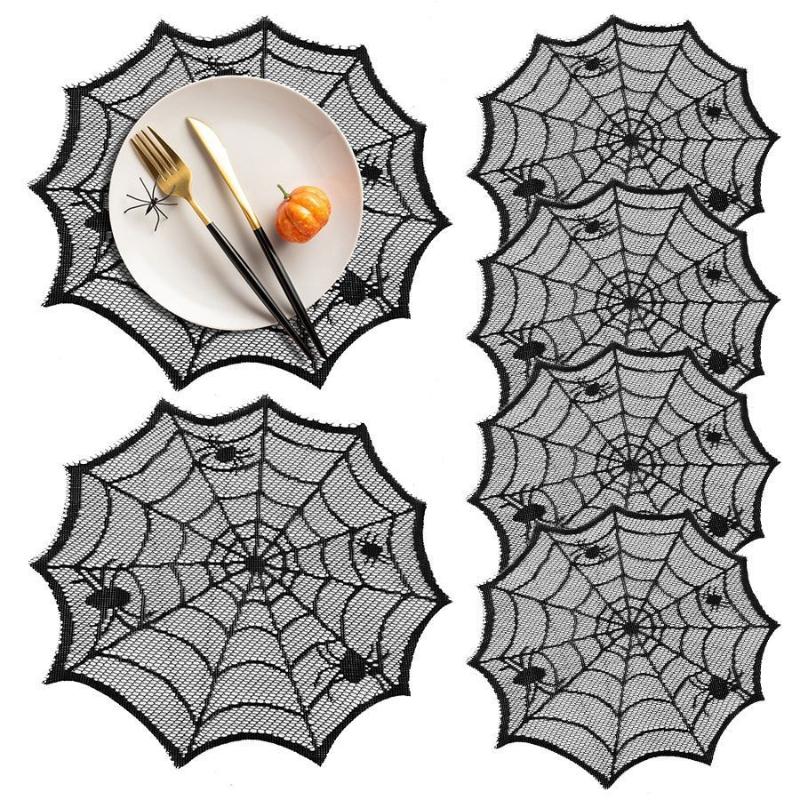 2/4Pcs Spider Web Black Lace T - Spider Web Halloween Decoration 评论和价格