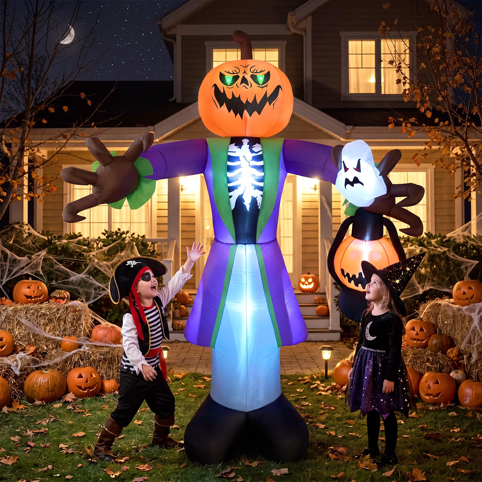 8ft Lighted Halloween Inflatab - Halloween Pumpkin Decor Led 评论和价格