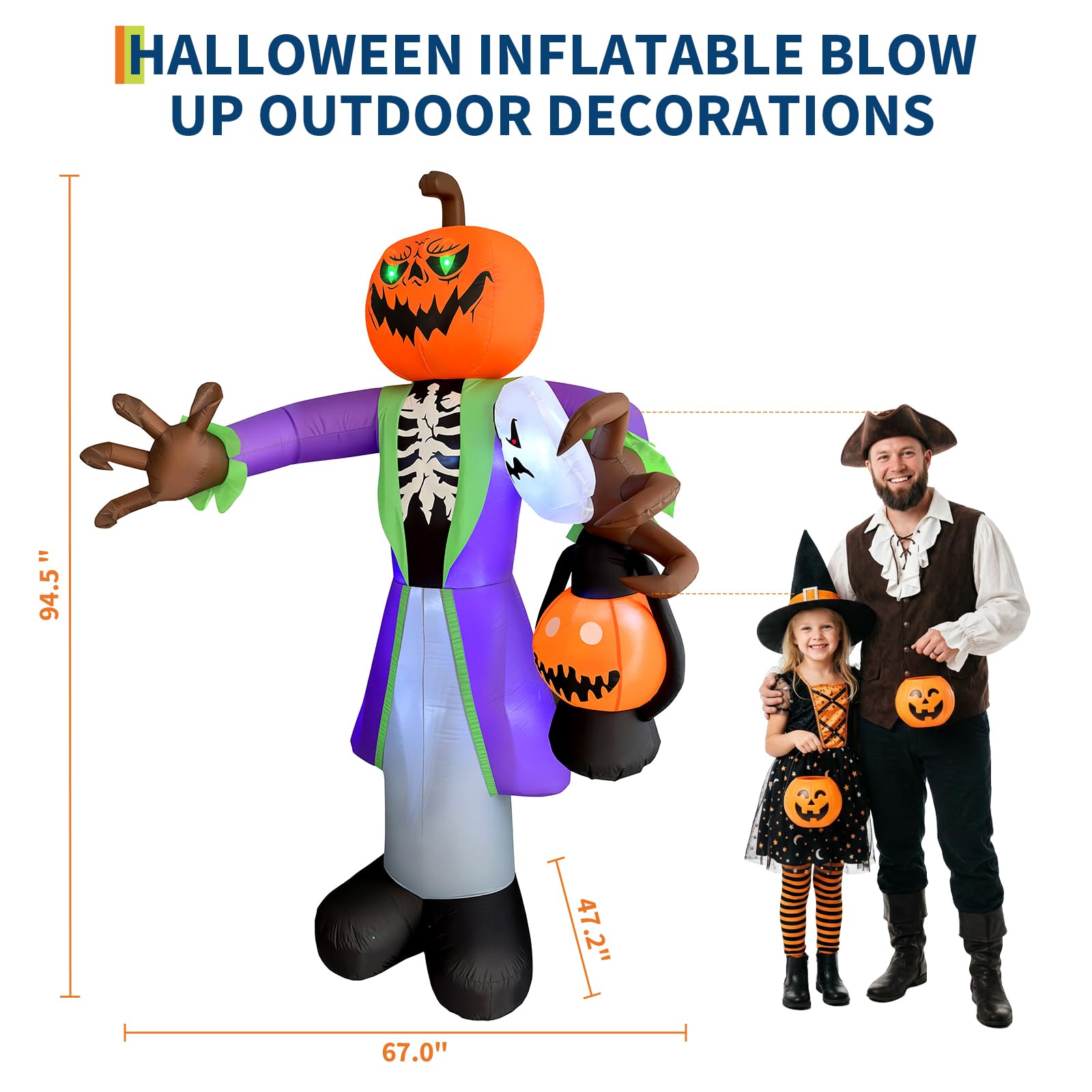 8ft Lighted Halloween Inflatab - Halloween Pumpkin Decor Led 评论和价格