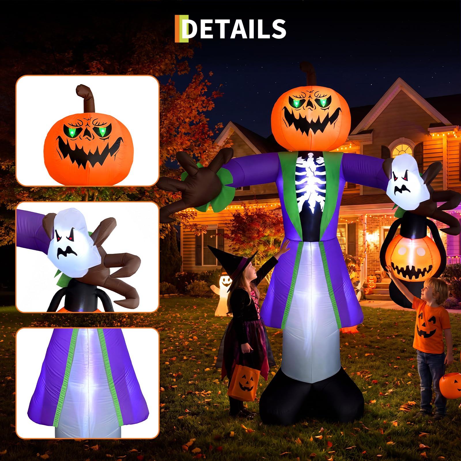 8ft Lighted Halloween Inflatab - Halloween Pumpkin Decor Led 评论和价格