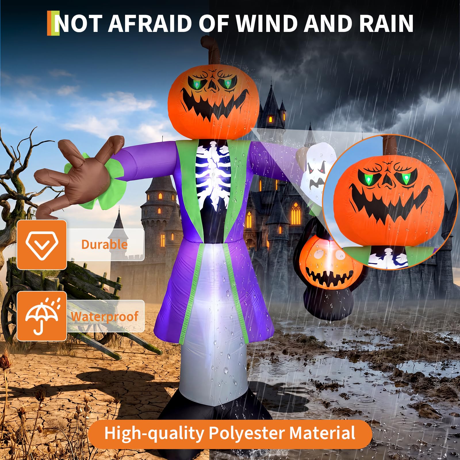 8ft Lighted Halloween Inflatab - Halloween Pumpkin Decor Led 评论和价格